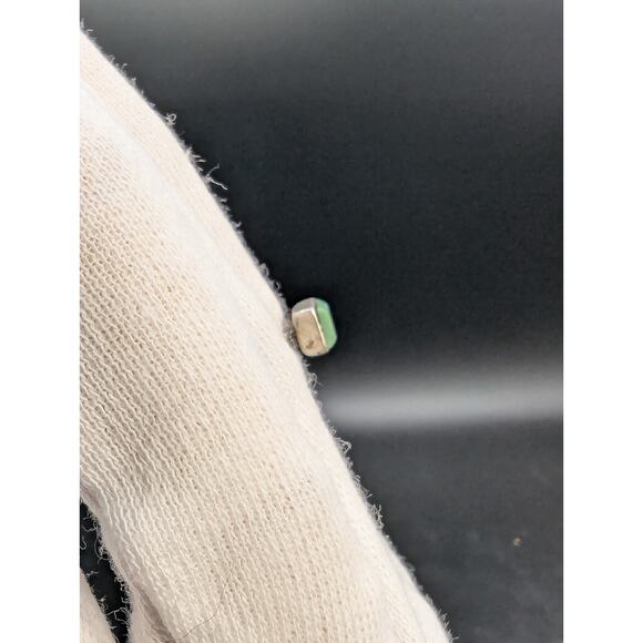 Vintage Dainty 925 Sterling Silver Minimalist Square Turquoise Bezel Set Ring - Picture 4 of 8